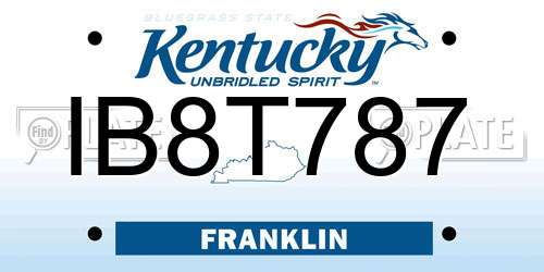 IB8T787 Kentucky License Plate
