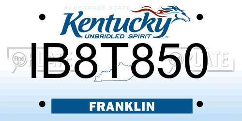 IB8T850 Kentucky License Plate