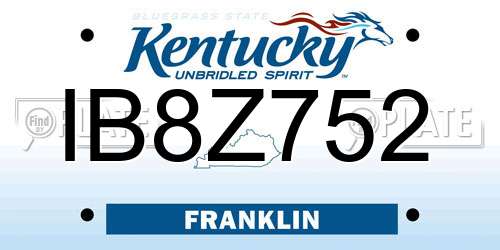 IB8Z752 Kentucky License Plate