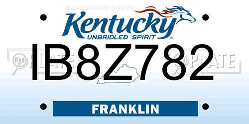 IB8Z782 Kentucky License Plate