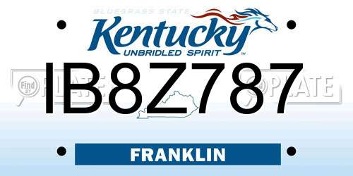 IB8Z787 Kentucky License Plate