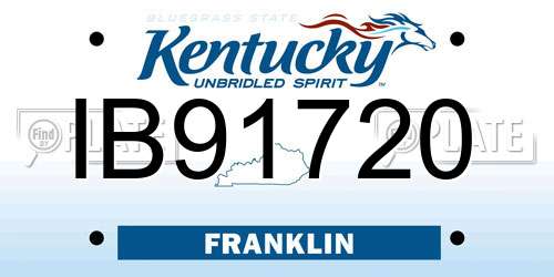 IB91720 Kentucky License Plate
