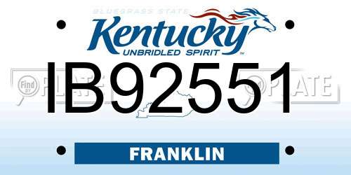 IB92551 Kentucky License Plate
