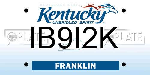 IB9I2K Kentucky License Plate