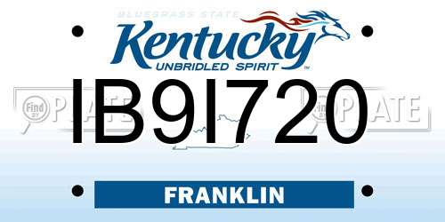 IB9I720 Kentucky License Plate