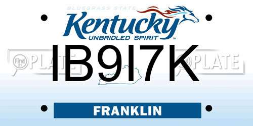IB9I7K Kentucky License Plate