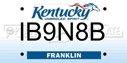IB9N8B Kentucky License Plate