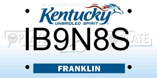 IB9N8S Kentucky License Plate