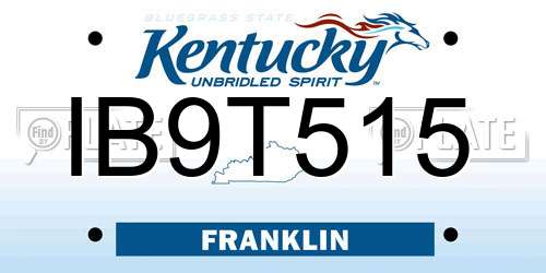 IB9T515 Kentucky License Plate