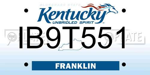 IB9T551 Kentucky License Plate