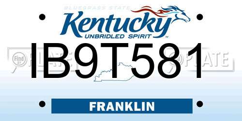 IB9T581 Kentucky License Plate