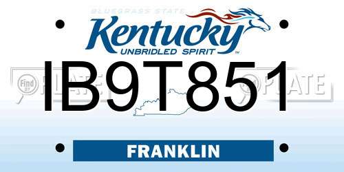 IB9T851 Kentucky License Plate