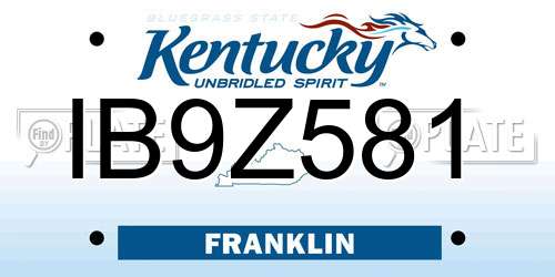 IB9Z581 Kentucky License Plate