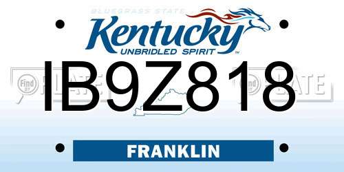 IB9Z818 Kentucky License Plate