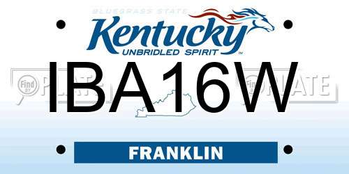 IBA16W Kentucky License Plate