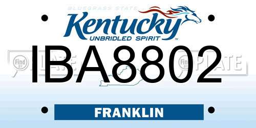 IBA8802 Kentucky License Plate