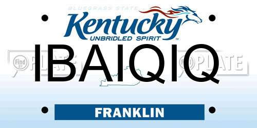 IBAIQIQ Kentucky License Plate