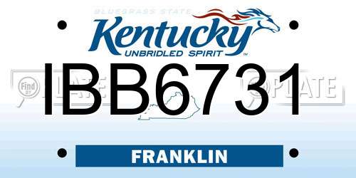 IBB6731 Kentucky License Plate
