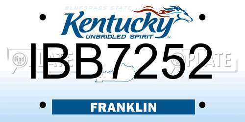 IBB7252 Kentucky License Plate