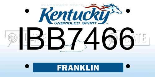 IBB7466 Kentucky License Plate