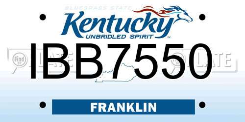 IBB7550 Kentucky License Plate