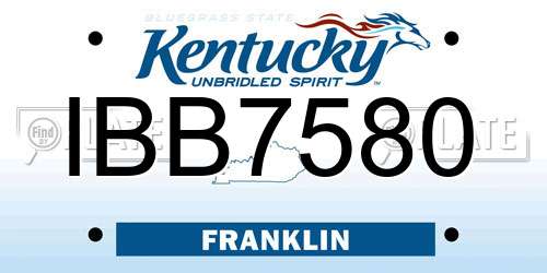 IBB7580 Kentucky License Plate
