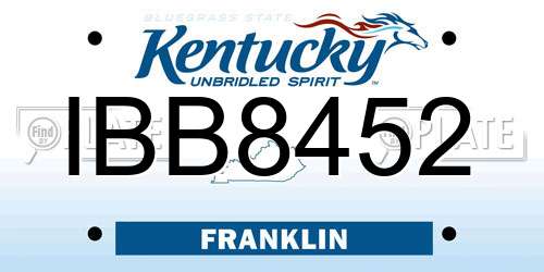 IBB8452 Kentucky License Plate