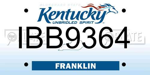 IBB9364 Kentucky License Plate