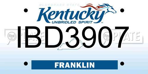 IBD3907 Kentucky License Plate