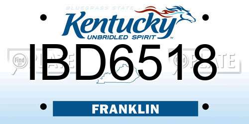 IBD6518 Kentucky License Plate