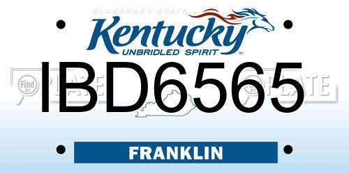 IBD6565 Kentucky License Plate