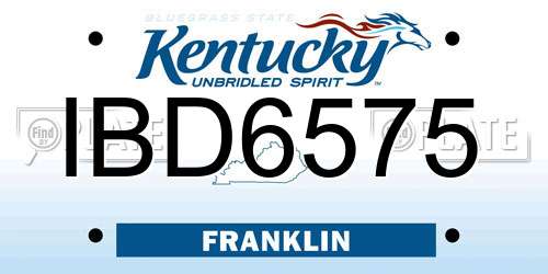 IBD6575 Kentucky License Plate