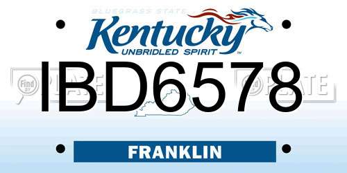 IBD6578 Kentucky License Plate