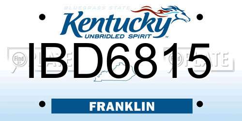 IBD6815 Kentucky License Plate