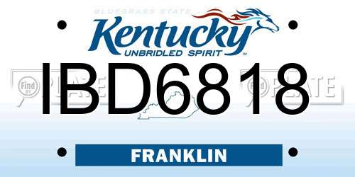 IBD6818 Kentucky License Plate