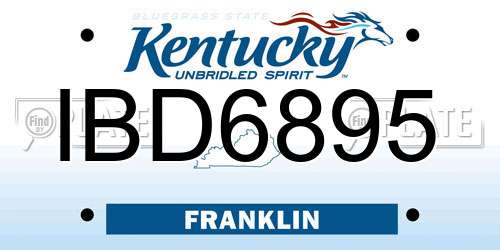 IBD6895 Kentucky License Plate