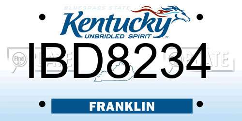 IBD8234 Kentucky License Plate