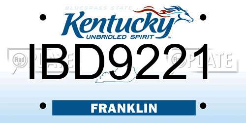 IBD9221 Kentucky License Plate