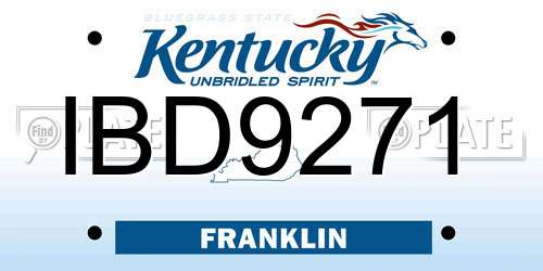 IBD9271 Kentucky License Plate