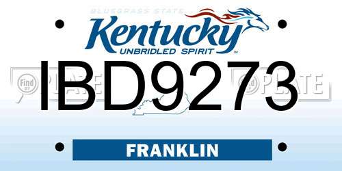 IBD9273 Kentucky License Plate