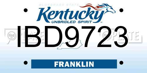 IBD9723 Kentucky License Plate