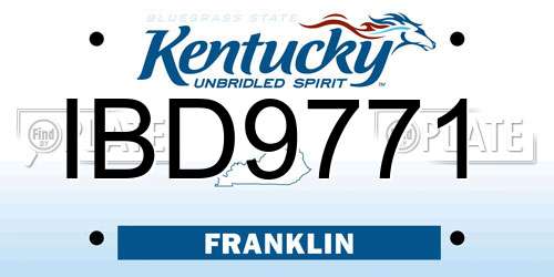 IBD9771 Kentucky License Plate