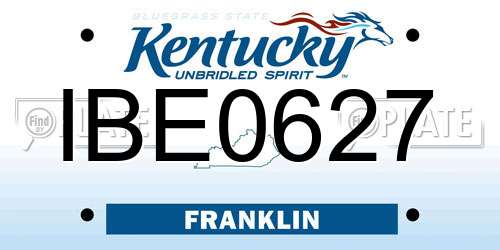 IBE0627 Kentucky License Plate