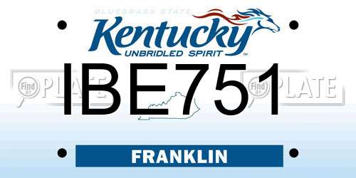 IBE751 Kentucky License Plate