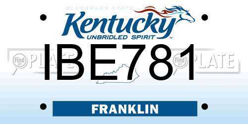 IBE781 Kentucky License Plate