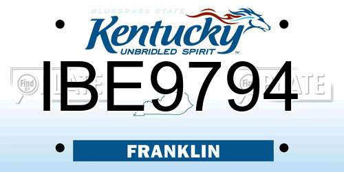 IBE9794 Kentucky License Plate