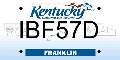 IBF57D Kentucky License Plate