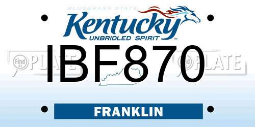 IBF870 Kentucky License Plate
