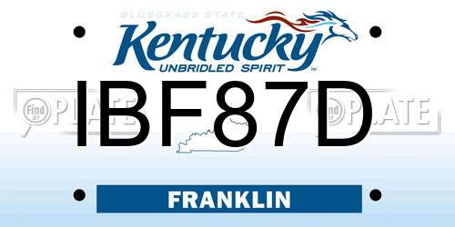 IBF87D Kentucky License Plate