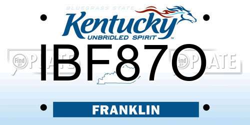 IBF87O Kentucky License Plate